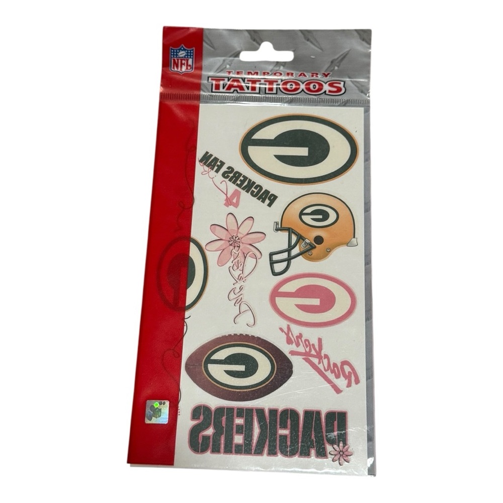 NFL Green Bay Packers Pink Temporary Tattoo Sheet 2002 New in Package